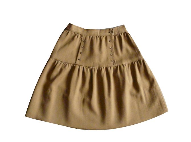 Autre Marque Saia de crepe de lã caqui com ponte