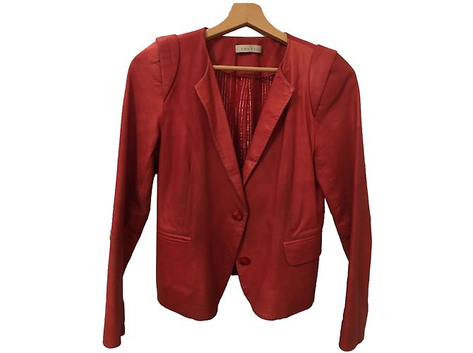 Sandro Leather Jacket Red