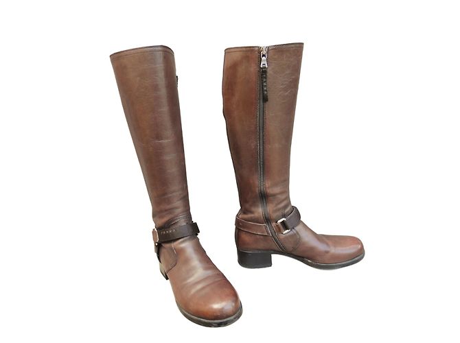Prada Leather Boots Brown Size 37