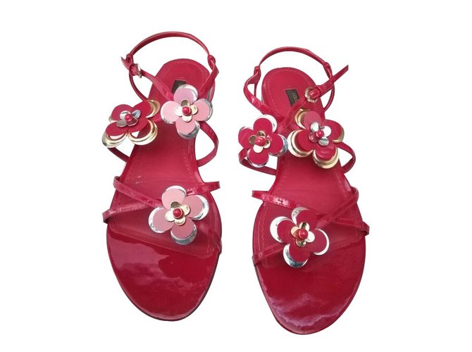 Louis Vuitton Sandals Red Patent leather  ref.65086