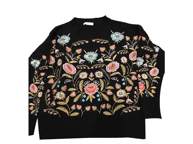 Autre Marque Oversize Pullover mit Stickerei schwarz 