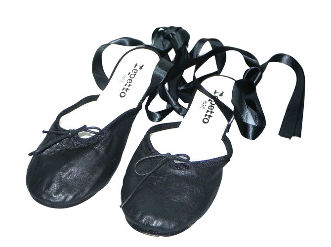 Repetto Zapatillas de ballet Negro Cuero  ref.65114
