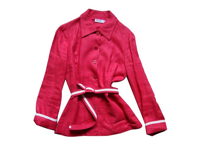 Autre Marque Burton Safari Jacke Rot Leinen Größe 36