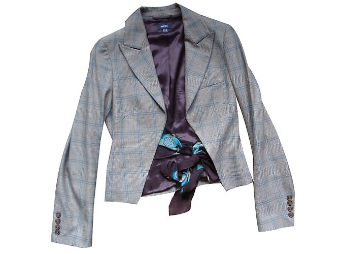 Autre Marque Set Giacca Spencer Prince di Galles e Blusa Floreale Turchese e Marrone Multicolore