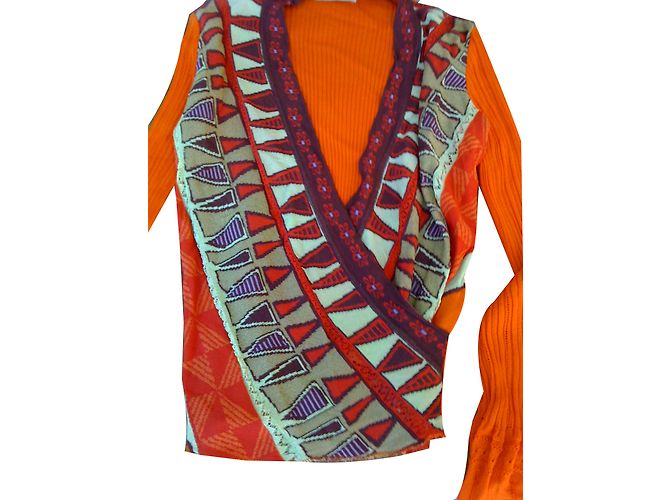 Autre Marque Aldo Martin's Pullover Orange aus Viskose und Polyamid Mehrfarben