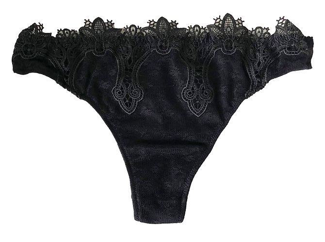 Autre Marque Cadolle Black Lace and Mesh Thong Size 1