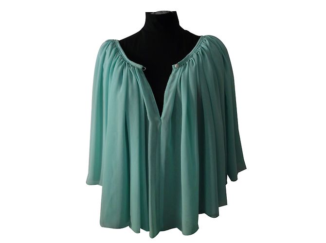 Autre Marque Top a mantella in mussola verde acqua Blu