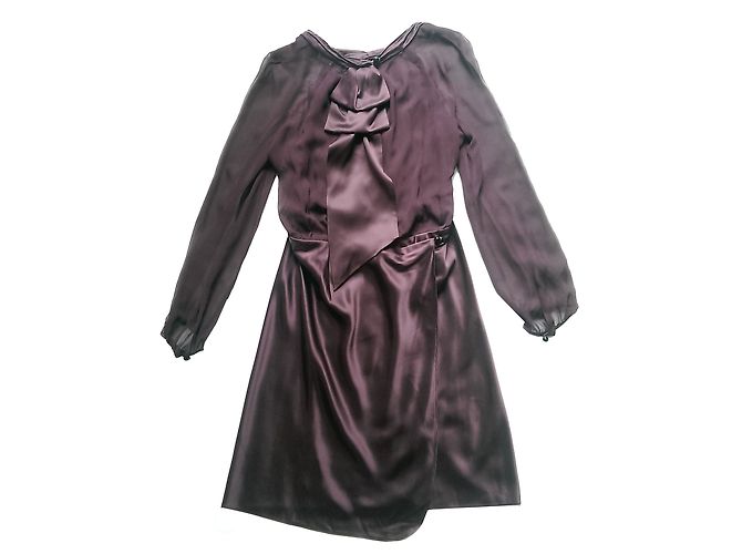 Vestido Gerard Darel em cetim de seda e chiffon