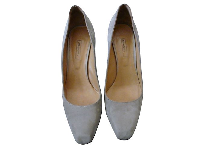 Escarpins compensés Santoni en daim beige