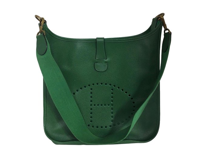 Hermès Vintage Evelyne Green Leather  ref.65282