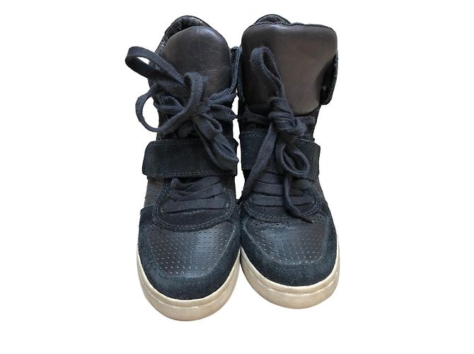 Sneaker con zeppa Ash in pelle nera Nero