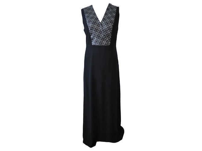 Gerard Darel Abendkleid lang mit schwarz weißen Pailletten