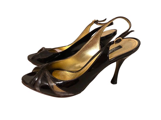 Escarpins Sandales Dolce & Gabbana Cuir Vernis Noir