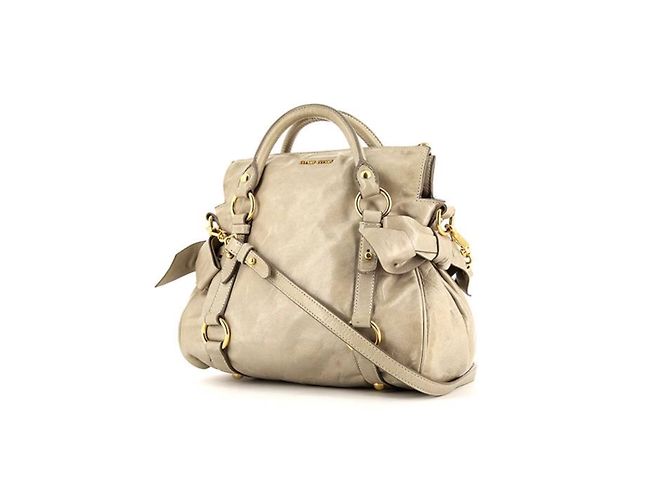 Bolsa de mão Miu Miu Vitello em couro bege
