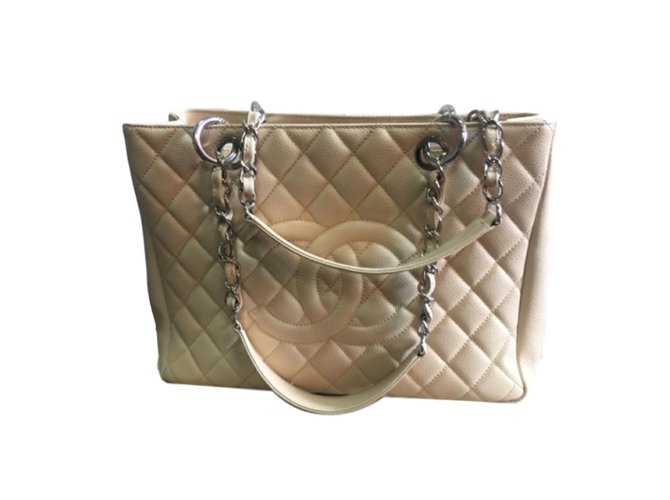 Chanel Grand Shopping Tote Beige Pelle  ref.65310