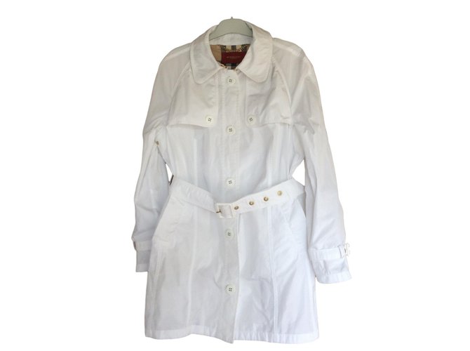 Burberry Trench Coats Branco Poliéster  ref.65318