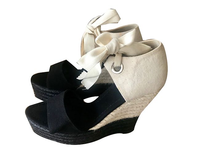 Sandali con zeppa Castaner bicolore blu e crema Multicolore
