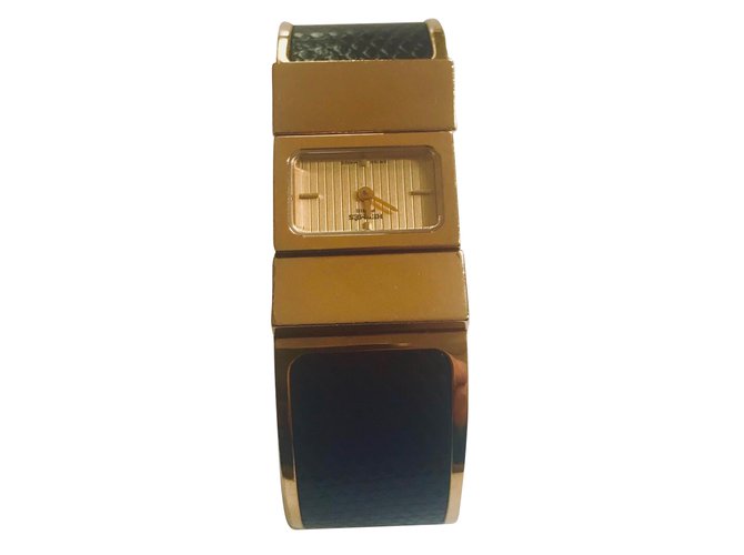 Hermès Loquet Black Exotic leather Gold-plated  ref.65389