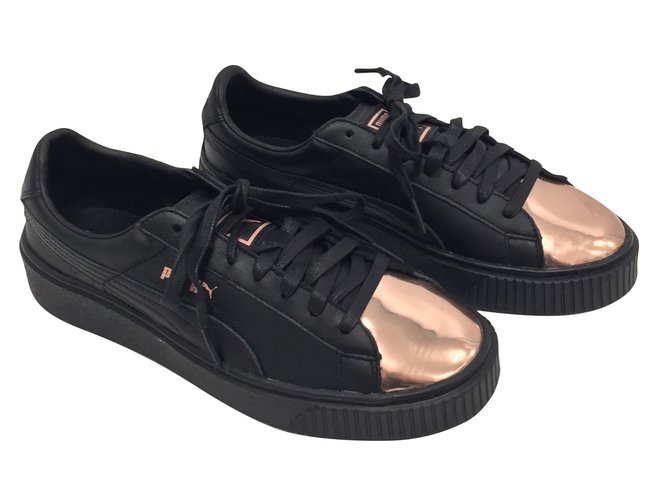 puma leather platform sneakers