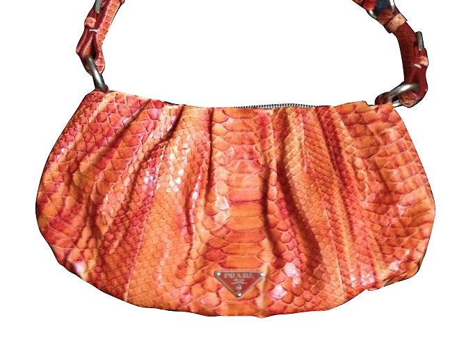 Clutch Prada in Pitone Arancione