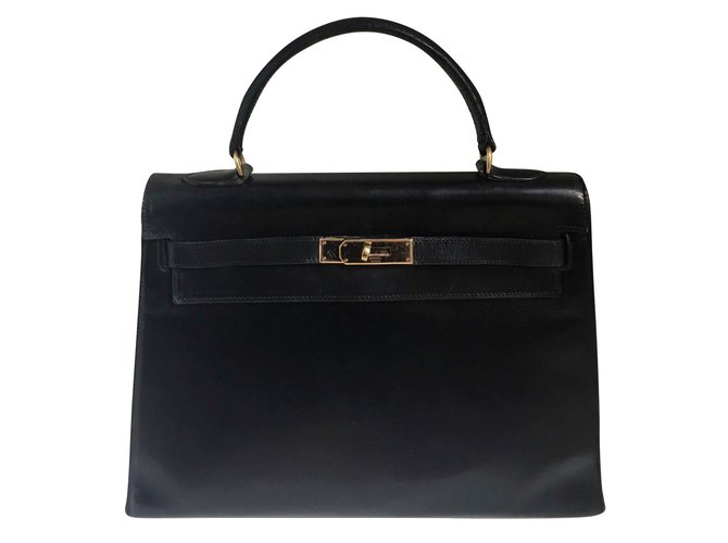Hermès Kelly 32 sellier Black Leather  ref.65426