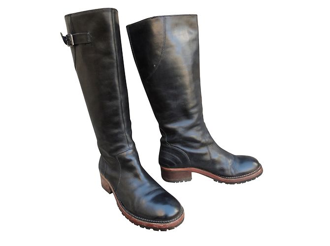 Ash Black Leather Boots