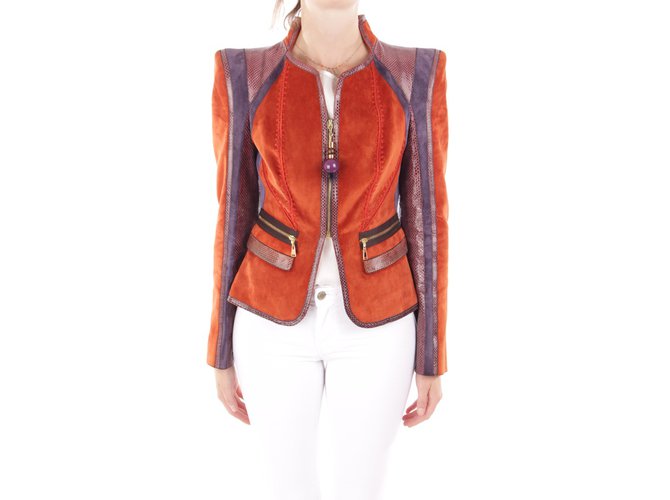 Louis Vuitton Jackets Orange Purple Leather Exotic leather ref