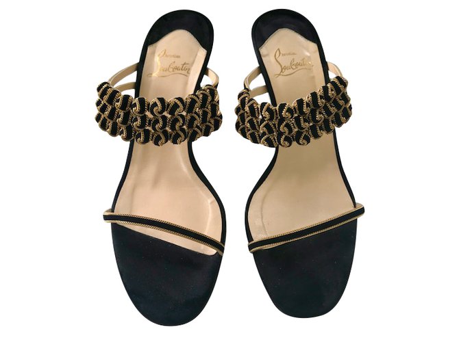 Christian Louboutin Sandals Black Deerskin  ref.65551