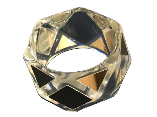 Max Mara Plexi Glass  cubique Résine Doré  ref.65555