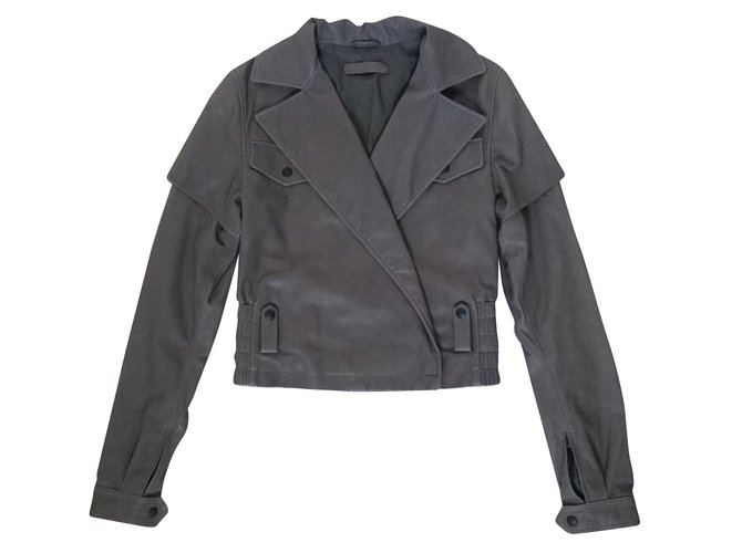 Bottega Veneta Jackets Grey Taupe Leather  ref.65563