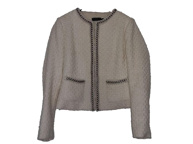 Autre Marque Giacca Manigance Paris Bianca in Lana e Viscosa Bianco