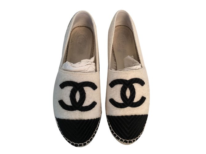 Chanel Espadrilles Laine Noir Blanc  ref.65674