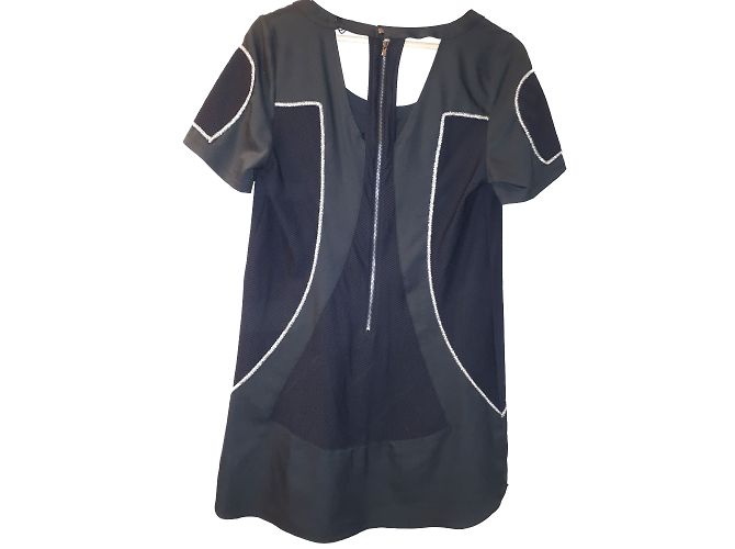 Autre Marque Schwarzes Kleid aus Polyester mit Tüll-Details
