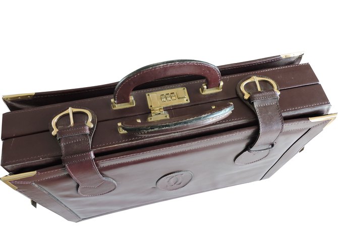 Cartier Bags Briefcases Dark red Leather  ref.65753