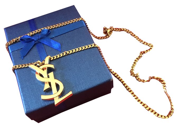 Yves Saint Laurent Pendant necklaces Golden Gold-plated  ref.65808