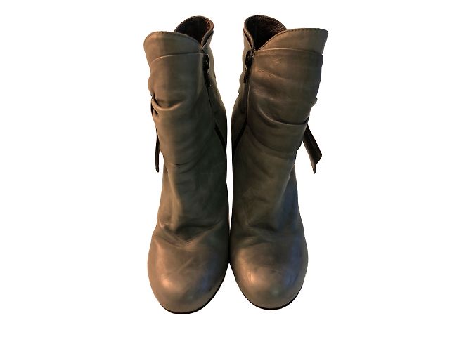 Gerard Darel Grey Leather Ankle Boots 10cm Heels