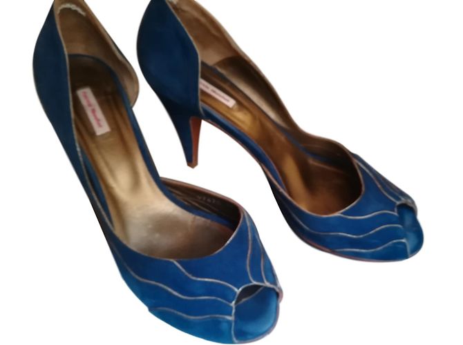 Patricia Blanchet Blue Deerskin Heels