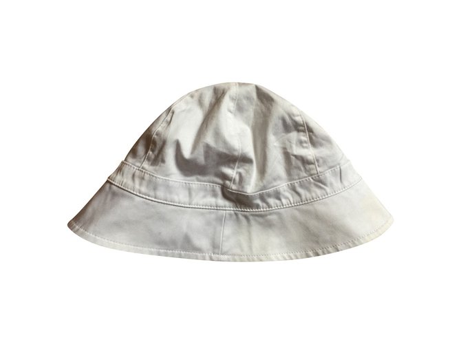 Burberry White cotton hat with nova check lining  ref.65948
