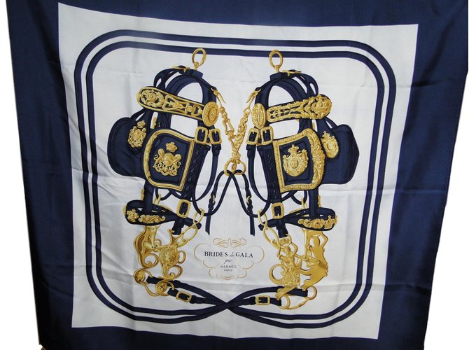 Hermès Silk scarves Navy blue  ref.65960