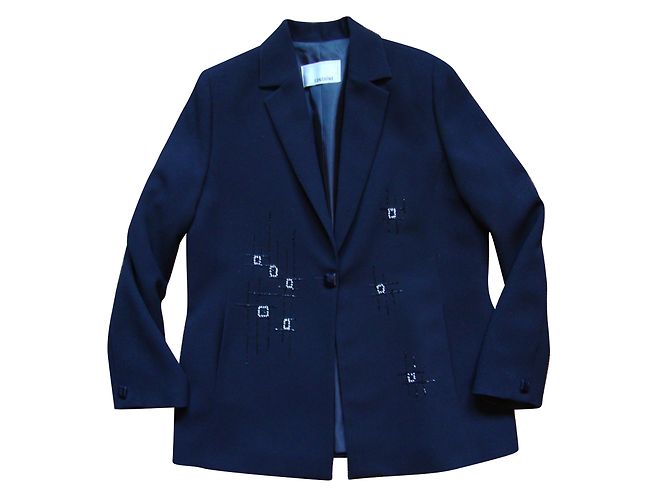 inconnue Black Pearl Decorated Jacket Polyester Size 44