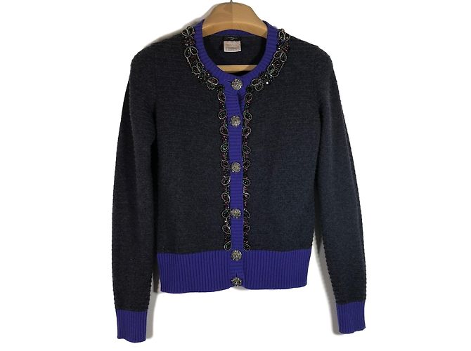 Chanel Strickjacke Grau Kaschmir