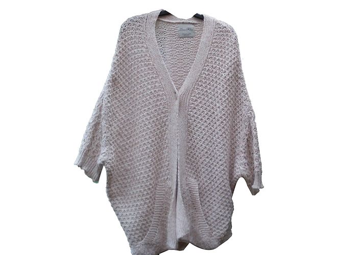 Zara Strickweste beige aus Baumwolle im Cape-Stil