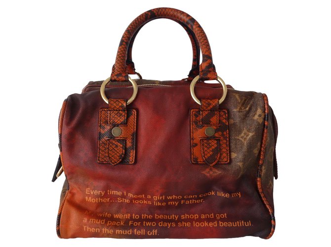 Louis Vuitton Handbags Brown Multiple colors Orange Leather Python  ref.66095