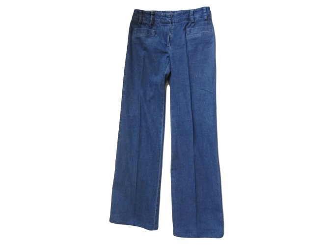 Chanel Pantalones, polainas Azul Algodón  ref.66102