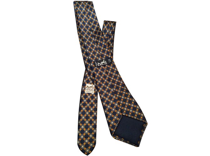 Hermès Cravatte Blu Seta  ref.66111