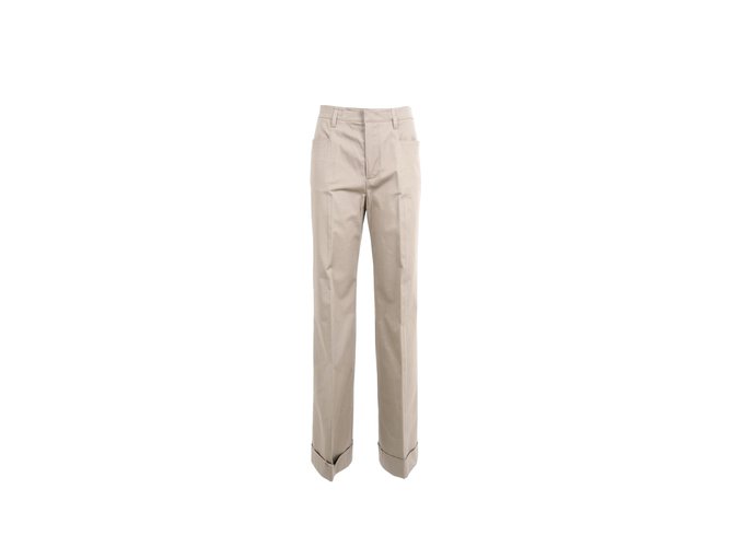 Pantalones Prada nuevos Beige Algodón  ref.66160