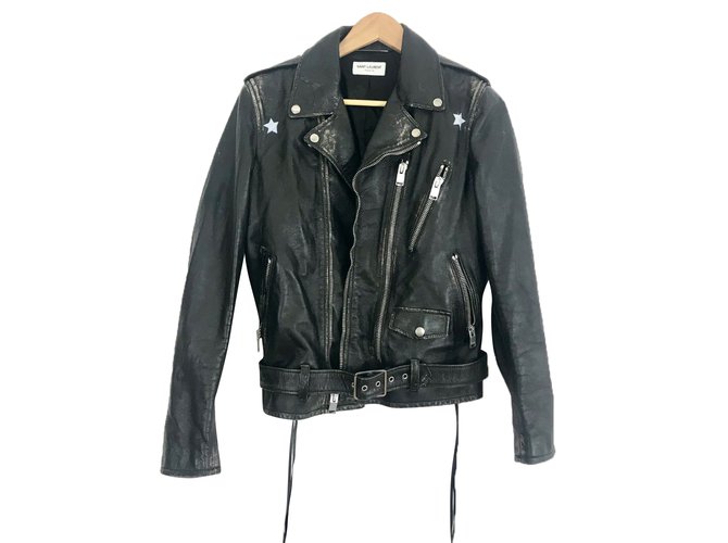 Saint Laurent Leather jacket Black  ref.66187