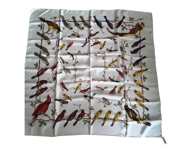Hermès Lenços de seda "Les oiseaux sur un fil" Hugo GRYGKAR Multicor  ref.66204