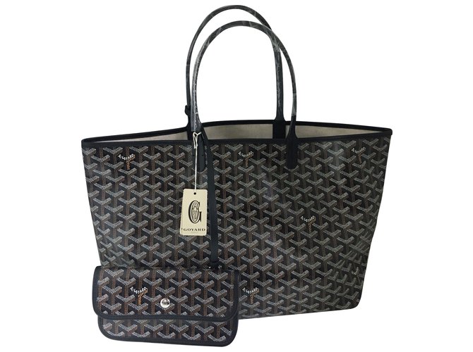 Goyard Saint Louis Handbag PM Black Leather Cloth  ref.66224