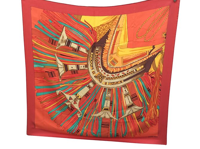 Hermès Sciarpe di seta Rosso Arancione
